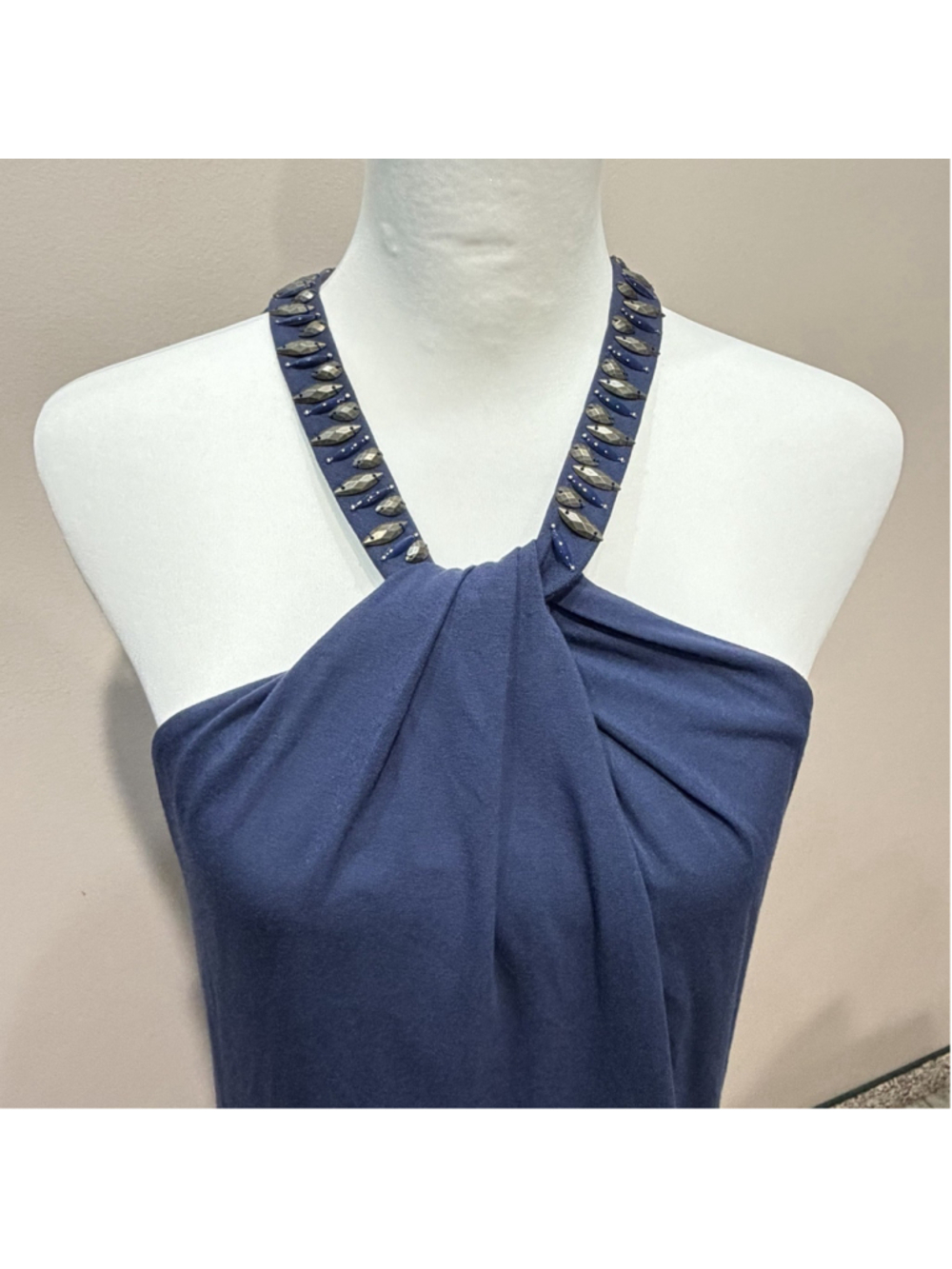New Tommy Bahama Jersey Halter Dress M Blue Beach Cruise Resort Travel Coastal - Picture 4 of 12